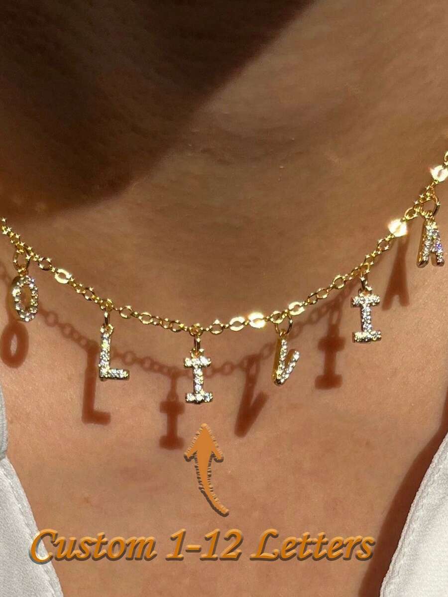Customized Name Necklace | Letter Pendant | Personalized Gift For Her | Exquisite Gold Jewelry
