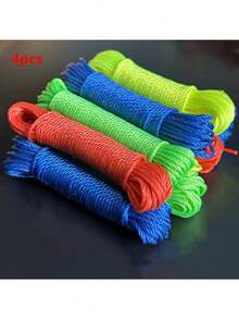 4pcs/40m Colorful Nylon Clothesline, Outdoor Laundry Rope For Drying And Bundling, Wear-Resistant Braided Nylon Rope, Travel Essential, Outdoor Hiking Accessory, Random Color - A - View 8