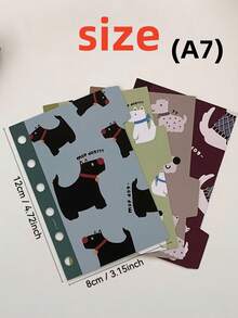 1 Set (4pcs) A7/M5 Loose-Leaf Planner Divider Page Set, Coated Art Paper Material, Dog-Themed Index Dividers, Notebook Classification Label Pages, Planner Inner Page Accessories, Stationery Storage & Organization Supplies, Back To School - Ring Binder Dividers - View 2
