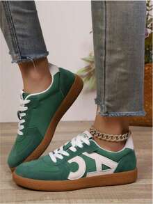 Sepatu Sneakers Kasual Wanita, Sepatu Jalan Bertali - Hijau - View 2