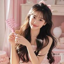 1pc Macaron Wavy Tooth Curling Comb, Wide Tooth Large Tooth Comb For Perming, Anti-Tangle Smooth Hair Volumizing Styling Home Comb, Double Row Wavy Tooth Curling Comb With Handle Scalp Massage Comb, Volumizing Anti-Static Curling Styling Comb For Hair Salon - A - View 3