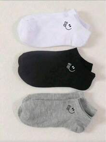 1/3/5/9/15/30雙極簡舒適透氣男女款船襪，經典純色黑白灰休閒個性短襪，適合四季日常穿著 - 彩色 - 查看 2