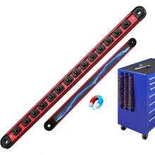 1/4-Inch Magnetic Socket Organizer Rail, Aluminum Alloy Socket Rail, Heavy Duty Sockets Holder With 14 Clips, 360 Swivel Clip Tray, Sockets Organizer Box Drawer (Red) - Red 1/4-inch - View 1