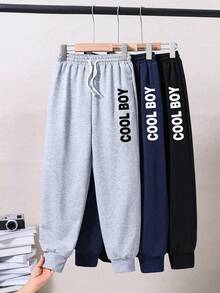 Random 3 Pieces Set, 1 Piece Tween Boy Letter Print Athletic Pants - Multicolor - View 2