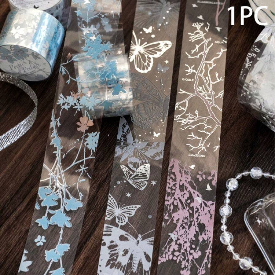 1入 Poetry Prelude PET和紙膠帶,復古植物主題圖案背景拼貼剪貼簿裝飾 - 多色 - 查看 1