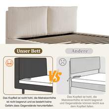Bed Frame Beige 231 X 196 X 105 Cm - 米色 - 查看 9
