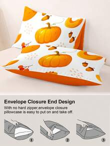 2/3pcs Halloween Thanksgiving Pumpkin Ghost Duvet Cover Set, Soft Breathable Anti-Pilling All-Season Bedding, No Insert, Wrinkle Resistant, Machine Washable, For Single Double Queen King Beds, Multiple Colors, Autumn Bedroom Decor, Holiday Gift - Multicolor - View 7