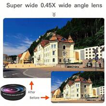 2-In-1 Phone Camera Lens Kit, Includes 0.45x Wide Angle Lens And 12.5x Macro Lens, Compatible With IOS And Android Smartphones And Tablets, Suitable For Summer Vacation, Travel, Creative Photography And More - A - View 3