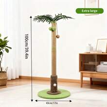 Coconut Palm Tree Cat Scratching Post, Tall Sisal Cat Climbing Frame With Artificial Palm Leaves, Hanging Ball & Plush Mouse Toy, Green Grass Base Cat Scratcher Pole, Indoor Kitten Adult Cat Play Tower, Furniture Protector - Coconut Tree - View 7