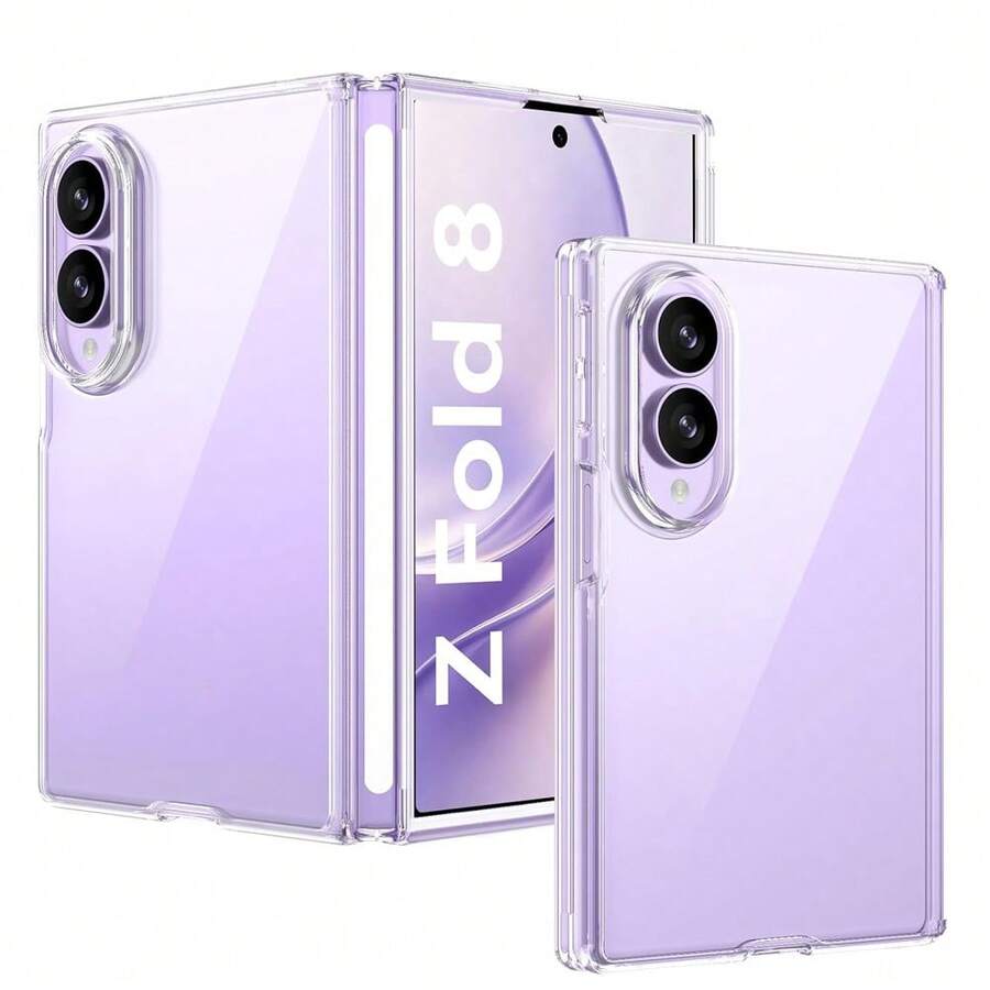1pc Shockproof Anti-Scratch Transparent Foldable Phone Case, Minimalist Clear Hard PC Ultra-Thin Folding Phone Case Compatible With Samsung Galaxy Z Fold 8/8 Ultra/7/4/5/6 Series - Clear - View 1