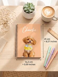 1pc Personalized Pet Spiral Notebook, Custom Dog Photo And Text Journal Notebook, Custom Puppy Sketch Cover Notepad, Pet Lover Gift For School Office Daily Notes, Unique Keepsake Gift For Dog Owners - Multicolor - View 6