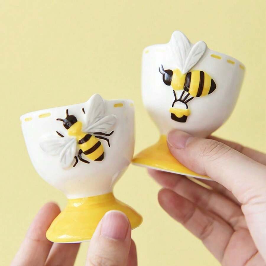 3D Cartoon Ceramic Egg Cup, Funny Thermostability Steamed Egg Holder, Table Centerpiece Kitchen Decor, Novelty Home Gift For Egg Lovers - Multicolor - View 1