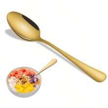 Golden Stainless Steel Spoon Set, Dessert Spoon, Coffee Spoon, Tea Spoon, Dishwasher Washable, Suitable For Home, Restaurant, Hotel, Party And Other Occasions - View 1