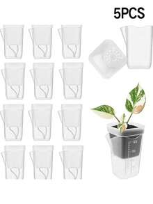 1/2/4/5pcs Small Hydroponic Self-Watering Pots, Transparent Self-Watering Plant Pots, Suitable For Indoor Plants, Semi-Hydroponic Pots, Transparent Plastic Pots, Suitable For Cuttings, Seedlings And African Violets - Multi-color - View 14
