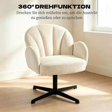 Drehbarer Sessel Mit Muschelform,Akzentstuhl,Moderner Lounge-Sessel,Design-Drehsessel(Nur Mit 1pcs Drehsessel) - 黑色 - 查看 5
