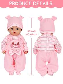 14pcs 16-18in Children Doll Pink Outfit Set, Rompers, Dresses, Jackets, Headbands, Fun Toy Doll Clothes, Children Birthday Gift, Gift For Kids, Doll Not Included - Multicolor - View 3
