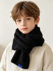 1pc Minimalist Neutral Short Solid Color Knitted Scarf, Suitable For Autumn/Winter, Comfortable Versatile And Practical - Multicolor - View 4