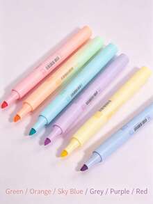 8/1pc Macaron Candy Color Oblique Tip Fluorescent Highlighter, Eye-Protection Soft Light Large Capacity Colorful Marker Pen, Highly Attractive Student Key Point Marking Stationery, Back To School Season Essential Marker Pen, Oblique Tip Wide And Narrow Dual Use For Note-Taking And Journaling, Back To School Stationery - Multicolor - View 4