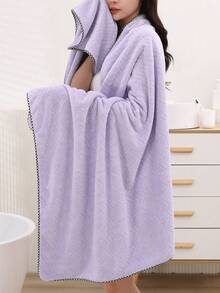 Adult Oversized Coral Fleece Soft Absorbent Bath Towel 90cm*180cm 1pc - Mauve Purple - View 6