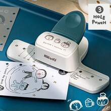 1pc New Creative Multi-Purpose 3-Hole Puncher With Ruler, 4mm Hole Diameter, 19mm Hole Spacing, Can Punch 8 Sheets Of Paper At Once, Suitable For Standard M5-5 Hole, A5-6 Hole, A7-6 Hole, A7 Pocket-6 Hole Sizes And Various DIY Inner Page 3, 6, 9 Hole Punching Binding - A - View 6