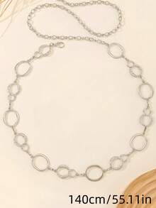 1pc Silver O-Ring Waist Chain Belt, Adjustable Round Chain Body Chain, Punk Street Style Waist Belt, Suitable For Party, Nightclub And Daily Wear - Silver - View 11