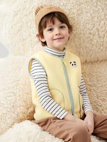 Balabala Kids Cozy Fleece Vest Warm Lightweight Layer For Boys And Girls - Yellow-green Hue - View 3