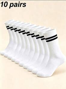 1/5/10 Pairs Men's Black & White Socks, Suitable For Daily Life, Home, Office, School, Sports, Party And Other Occasions - Multicolor - View 20