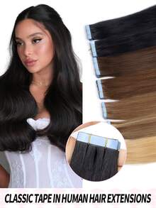 Real Human Hair Seamless Invisible Hair Extensions - Multicolor - View 2