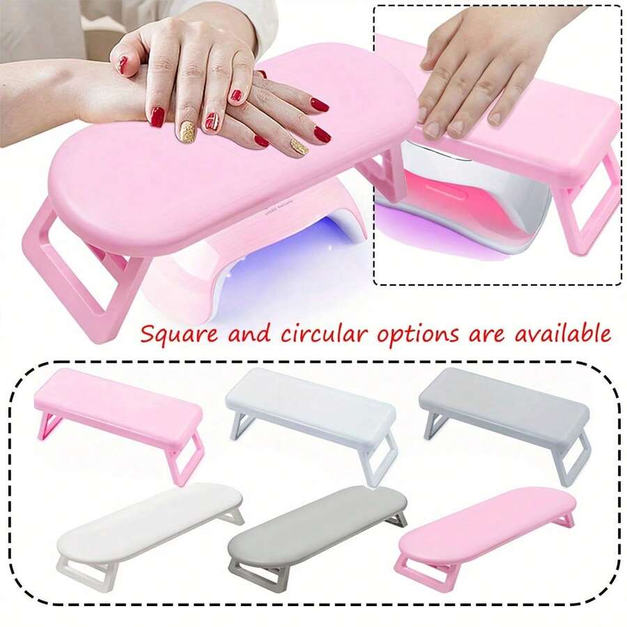 1Pc Foldable Nail Arm Rest, Portable Hand Rest For Nails, Raised Design For Nail Lamp, Round & Square Available, Macaron Multi-Color, Wrist Support For Home & Salon Nail Art - View 1