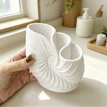3D Printed Seashell Spiral Toothbrush Holder, 3-Compartment Toothbrush And Toothpaste Storage Rack, Bathroom Countertop Organizer For Toothbrush, Toothpaste, Shaving Razor - Multicolor - View 3
