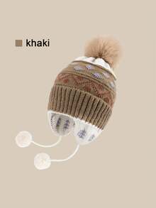 New Autumn/Winter Children's Knitted Beanie, Casual Ear-Flap Jacquard Hat, Suitable For Boys And Girls To Wear In Autumn/Winter - Multicolor - View 6