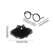Hamster Princess Dress With Glasses Cute Outfit Set, Fun Golden Hamster Lace Trim Dress Photo Prop - Multicolor - View 3