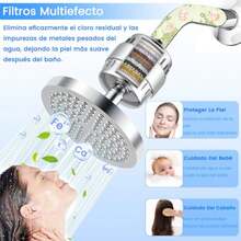 MOSU 20 Etapas Cabezal de Ducha con Filtración con Soporte, 6 Pulgadas cabezal de ducha de alta salida, Filtro especial para agua dura, Elimina el Cloro, Elimina Impurezas - plateado - Ver 4