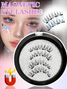 2 Pairs Magnetic False Eyelashes Kit With Professional Tweezers Reusable Thick Crossed Eyelashes Applicator Natural Eye Lashes Mixed Design For Daily Wear, Work, Study, Travel, Parties, Etc. - Black - View 5
