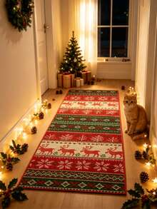 1/2 st julmatta med Fair Isle-mönster för kök, dörrmatta, vardagsrumsmatta, liten vardagsrumsmatta, sovrumsmatta, heminredning för vardagsrum, utomhusmatta, tvättbar matta - Multifärgad - Visa 6