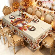 1/2pcs Autumn Tablecloth, Autumn Squirrel Theme Polyester Tablecloth, Pastoral Hand-Painted Squirrel Acorn Maple Leaf Pattern, Suitable For Dining Room Table, Coffee Table, Kitchen, Picnic, Camping, Country Farmhouse Decoration, Tabletop Protection And Autumn Holiday Atmosphere - Multicolor - View 13