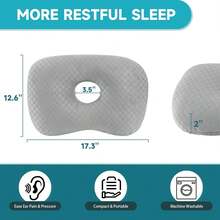 Ear Piercing Pillow - Protects Ears, Prevents Pressure On Ears, Hollow Design For Side Sleeping, Ear Piercing Support, Ear Pillow - Grey - View 3