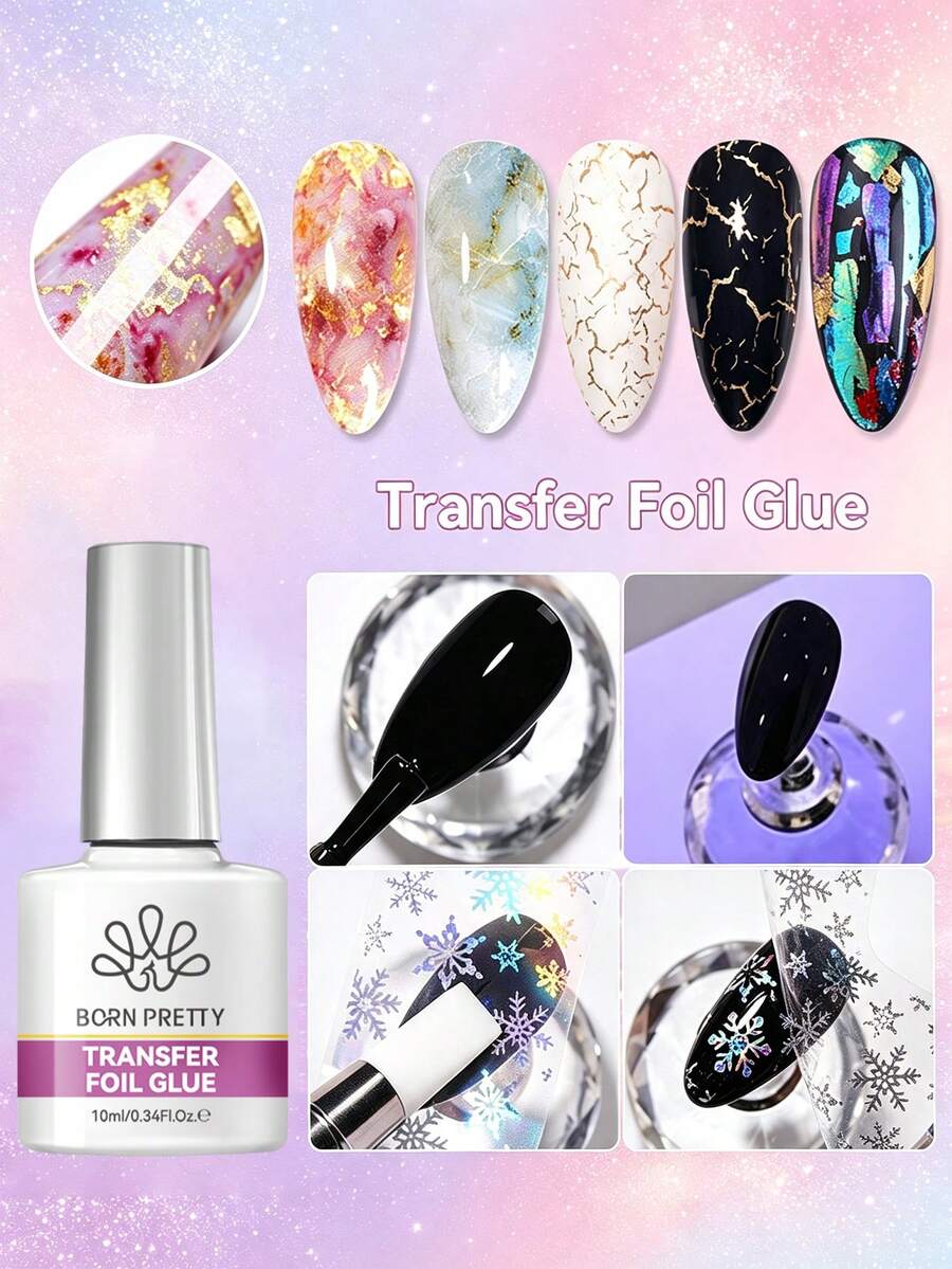 BORN PRETTY 10ml 轉印箔膠水 黏著式美甲貼紙 美甲膠水 指甲油除光液 UV印花凝膠指甲油 美甲凝膠 - 無色 - 查看 1