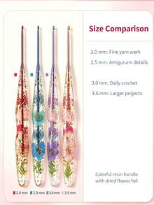 Epoxy Resin Crochet Hook Set, Transparent Handle With Aluminum Hook, Comfortable Grip, Suitable For All Yarn Thicknesses, Can Be Used For Knitting Dolls And Sweaters - Multicolor - View 6