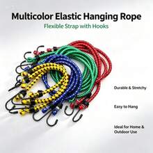 1pc 30 Inch Premium Elastic Rope With Hooks, Durable Double Braided Rope, Strong & Reliable 3.5mm Metal Core Hook, Rust-Proof Plastic Coating, Spring Lock, Tensile Strength Under 122 Lbs - A - View 1