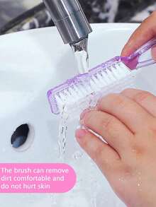 5/1pc Nail Cleaning Brush, Long Handle Multi-Function Brush, (Slight Color Difference Does Not Affect Use) - Multicolor - View 8