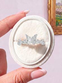 1pc Fashion 925 Sterling Silver Butterfly Ring With Rhinestones, Women's Style, Suitable For Daily Wear And Party, High-Quality Ring Jewelry - Style 2 - View 3