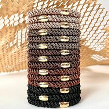 15pcs Women's Simple Elegant Elastic Hairbands, No-Damage Basic Hairbands, Suitable For Thick Hair Ponytail, 5 Colors - Multicolor - View 1