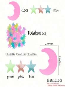 100/200pcs Glow-In-The-Dark Star Wall Stickers, Fluorescent Wall And Ceiling Star Decals, Make Bedroom Shine Like Night Sky, Bedroom Decor, Home Decoration - Multicolor - View 11