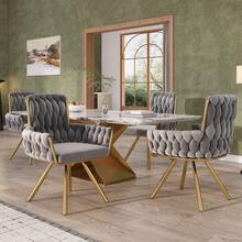 Grey Velvet Dining Chair Set Of 2 - Grey - View 2