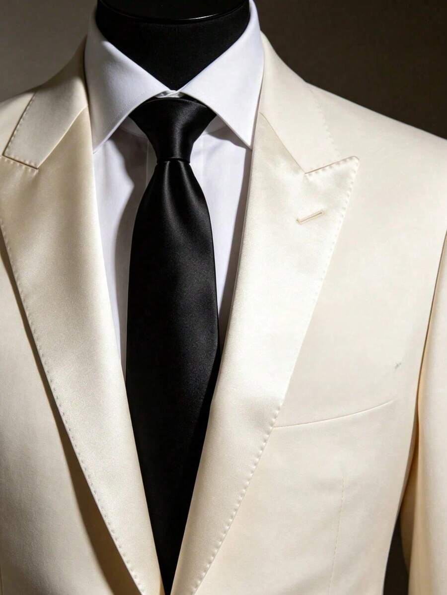 1件裝男士純色領帶 8cm 正式商務領帶 男士婚禮領帶 - 黑色 - 查看 1