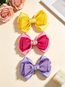 6PCS Multi-Color Multi-Layer Bow Hair Clips, 6 Colors Combination, Suitable For Daily Wear, Perfect Gift Choice - Multicolor - View 7