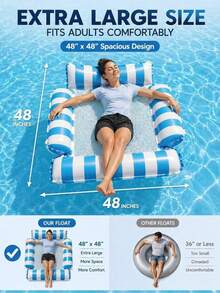 chongqishuishangfuchuang Adult Inflatable Pool Float, 4-In-1 Water Hammock Pool Float Chair With Cooling Mesh Seat, Portable Floating Lounge Raft For Pool, Lake, Beach, Hot Tub And Summer Vacation - Multicolor - View 3