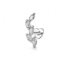 1pc 925 Sterling Silver Heart Flat Back Stud Earring, Press-In Screwless Flat Back Earring, Tragedy Earring, Flat Back Earring, Spiral Earring, Cartilage Earring - Silver - View 23