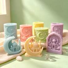 Moon Starry Sky Castle And Pavilion Aromatherapy Candle Silicone Mold Plaster Decoration Ornament Silicone Mold - White - View 1